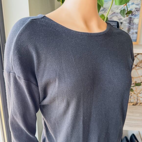 Athleta, Presence Twist Ribbed Black Sweatshirt  Top, Women’s Size X-Small - Picture 3 of 7